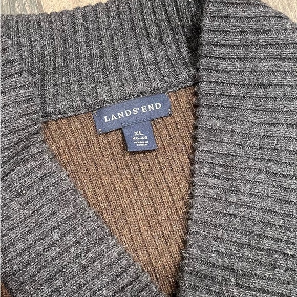 Lands’ End V-Neck Merino Wool Pullover Sweater Mens V-neck Sz XL 46-48 Ribbed - Picture 5 of 8